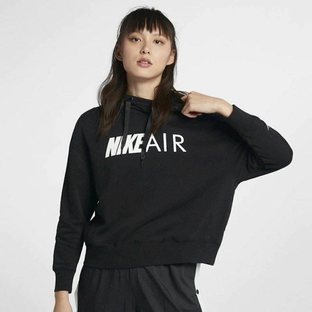 Nike Air S Pullover Hoodie Black White Oversized